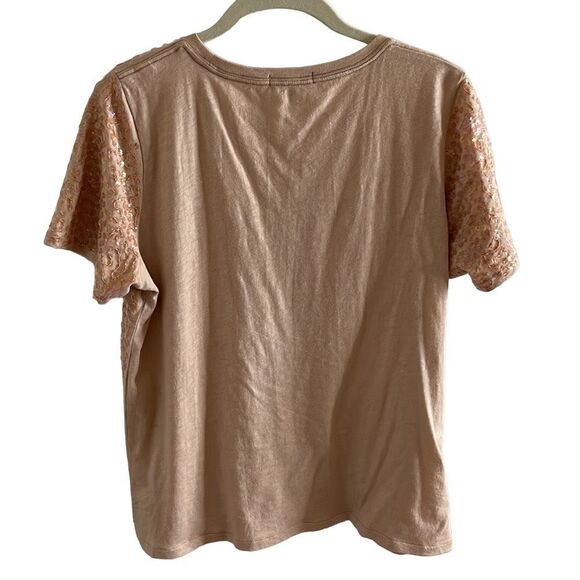 J. crew Sequined Tee shirt size medium pink/peach - Picture 4 of 12